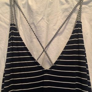 Navy Dress with White Stripes